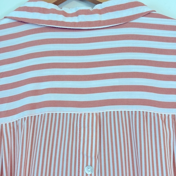 JANE + DELANCEY Salmon and White Striped Button-Up Shirt - Picture 3 of 7